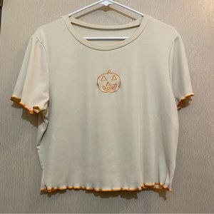 ☀️ Pumpkin Cropped Ribbed Baby Tee Shirt for Halloween - SHEIN - Size 3XL